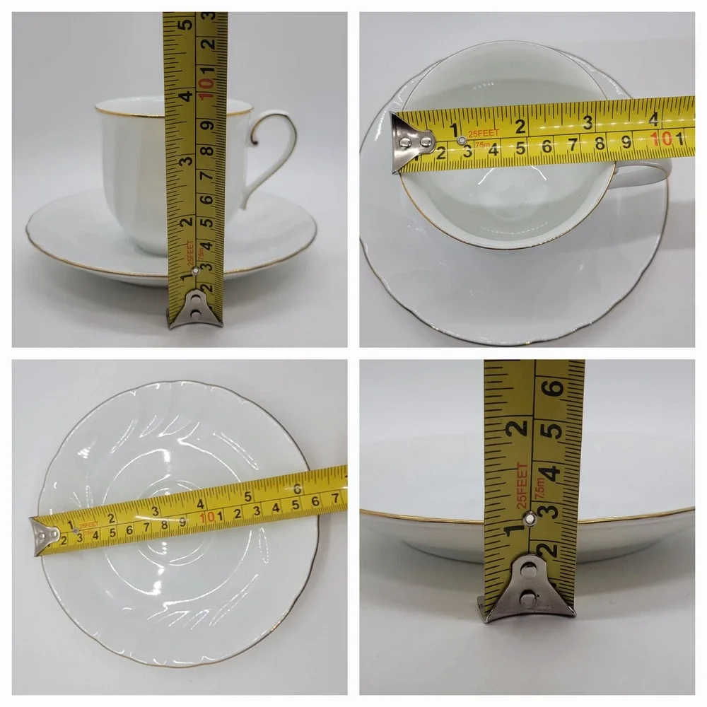 Mikasa Wedding Band Tea Cup Saucer Set Gold Trim White Fine China Japan